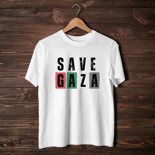 SAVE GAZA wit T-shirt voor man
