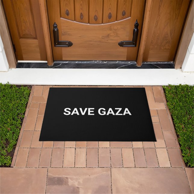 Save Gaza zwart wit aangepaste tekst minimalistisc Deurmat (Buiten)