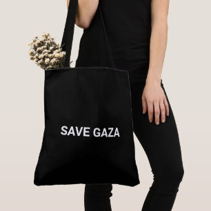 Save Gaza zwart wit aangepaste tekst minimalistisc Tote Bag