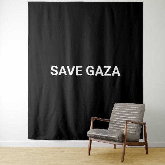 Save Gaza zwart wit aangepaste tekst minimalistisc Wandkleed (In situ)