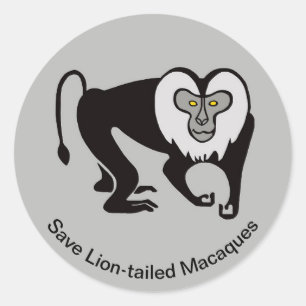 Save Lion-tailed MACAQUE - Wildlife - Aap - Ronde Sticker