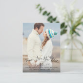 Save Love New Date Script Fotobruiloft uitgesteld Briefkaart (Staand voorkant)