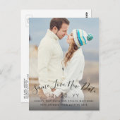 Save Love New Date Script Fotobruiloft uitgesteld Briefkaart (Voorkant / Achterkant)