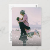 Save Love New Date Script Fotobruiloft uitgesteld Briefkaart (Voorkant / Achterkant)