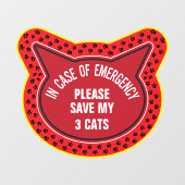 Save My Cat Safety Alert Custom First Responder Raamsticker (Vel)