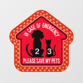 Save My Pet Safety Alert Custom First Responder Raamsticker (Vel)