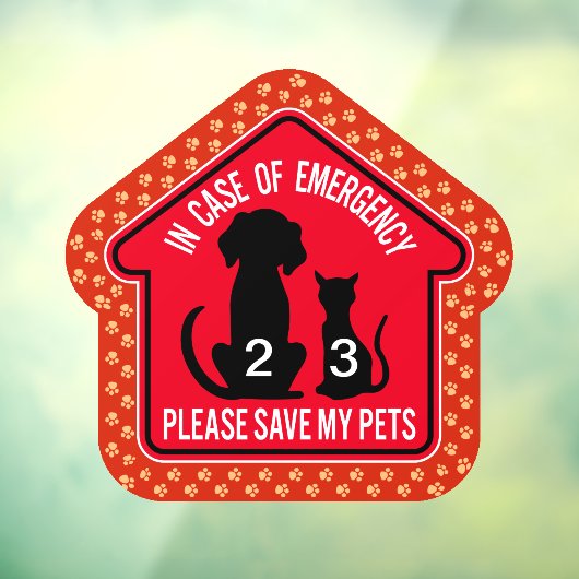 Save My Pet Safety Alert Custom First Responder Raamsticker (Vel 3)