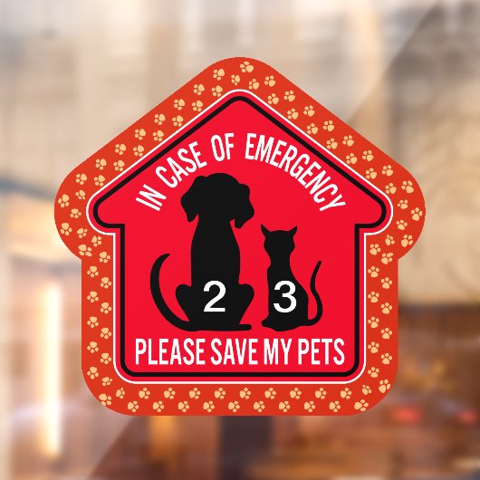 Save My Pet Safety Alert Custom First Responder Raamsticker (Vel 2)