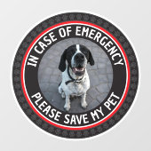 SAVE MY PET Safety Alert Custom Photo Modern  Raamsticker (Vel)