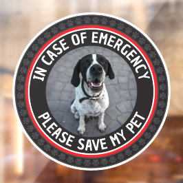 SAVE MY PET Safety Alert Custom Photo Modern  Raamsticker