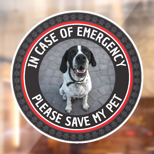 SAVE MY PET Safety Alert Custom Photo Modern  Raamsticker (Vel 2)