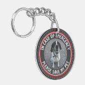 SAVE MY PET Safety Alert Custom Photo Modern  Sleutelhanger (Voorkant Links)