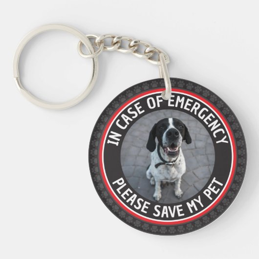 SAVE MY PET Safety Alert Custom Photo Modern  Sleutelhanger (Voorkant)