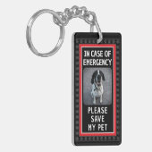 SAVE MY PET Safety Alert Custom Photo Modern Sleutelhanger (Voorkant Links)