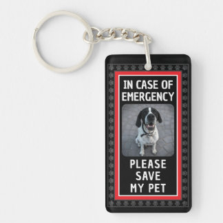 SAVE MY PET Safety Alert Custom Photo Modern  Sleutelhanger