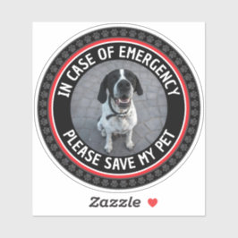 SAVE MY PET Safety Alert Custom Photo Modern  Sticker