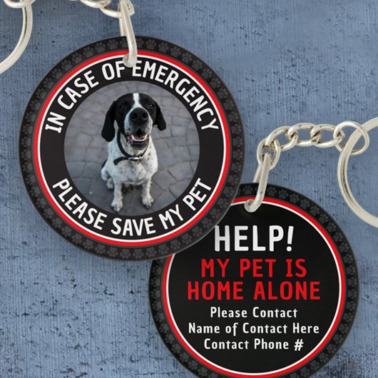 SAVE MY PET Veiligheidsalarm Aangepaste foto Moder Sleutelhanger