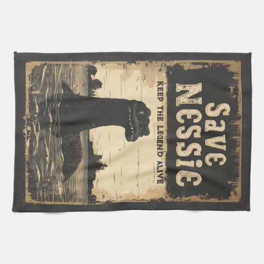  Save Nessie Loch Ness Monster Theedoek (Horizontaal)