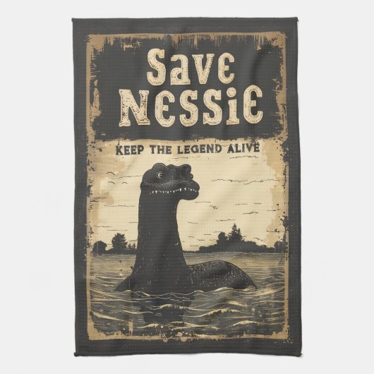 Save Nessie Loch Ness Monster Theedoek (Verticaal)