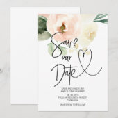Save Our Date Blush Roze Bloemige Trouw Kaart (Voorkant / Achterkant)