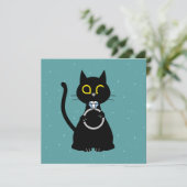 SAVE OUR DATE - Funny Cat Wedding Kaart (Staand voorkant)