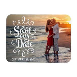 Save Our Date Huwelijk   Handgeschreven Sierlijk S Magneet