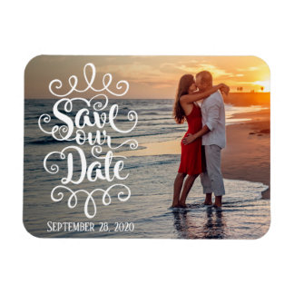 Save Our Date Huwelijk | Handgeschreven Sierlijk S Magneet