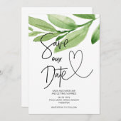 Save Our Date Tropisch Groene Eucalyptus Bruiloft Kaart (Voorkant / Achterkant)