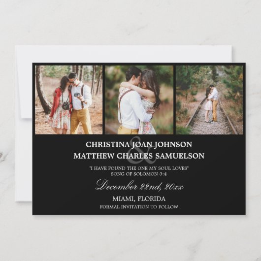 SAVE OUR DATE Wedding 4 FOTO'S Collage Zwart Save The Date (Achterkant)