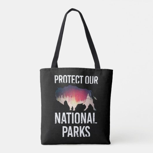 Save Our National Parks Retro Bison Explore Resist Tote Bag (Achterkant)