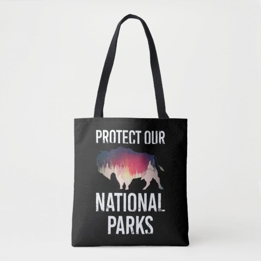 Save Our National Parks Retro Bison Explore Verzet Tote Bag (Voorkant)