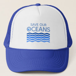 Save Our Oceans Blauwe Gestileerde Aardgolven Trucker Pet