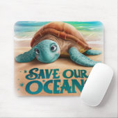 Save Our Oceans Friendly Zee Turtle Muismat (Met muis)