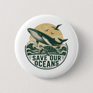 Save Our Oceans Milieu Ronde Button 5,7 Cm