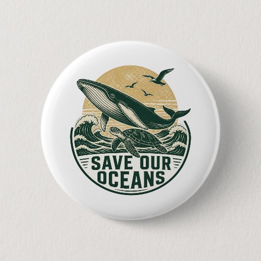 Save Our Oceans Milieu Ronde Button 5,7 Cm (Voorkant)