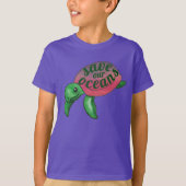 Save Our Oceans Purple Sea Turtle T-shirt (Voorkant)