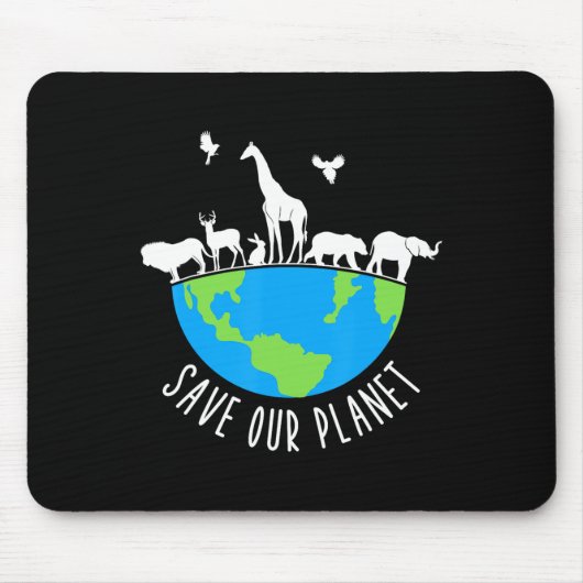 Save Our Planet Dierenbescherming Dag van de Aarde Muismat (Voorkant)