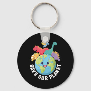 Save Our Planet Dinosaur Earth Day 2024 Kinder jon Sleutelhanger