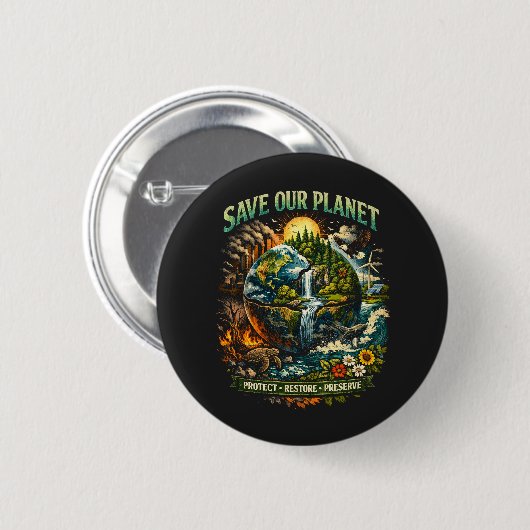 Save Our Planet Ronde Button 5,7 Cm (Voorkant /achterkant)