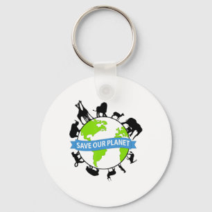 Save Our Planet Schattige Earth Day Mannen Vrouwen Sleutelhanger