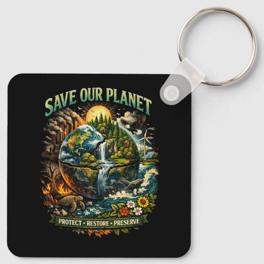 Save Our Planet Sleutelhanger (Achterkant)