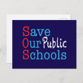 Save Our Public Schools SOS Postcard Briefkaart (Voorkant / Achterkant)