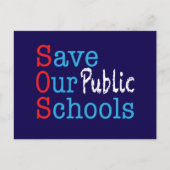 Save Our Public Schools SOS Postcard Briefkaart (Voorkant)