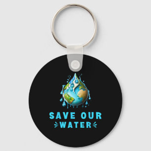 Save Our Waters Earth Day Schoon Waterbeheer Sleutelhanger