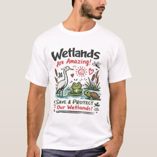 Save Our Wetlands Schattige Wildlife Doodle Art T-shirt