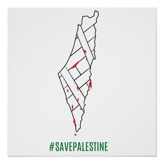 Save Palestine bleeding map - Vrijheid voor Palest Perfect Poster (Voorkant)