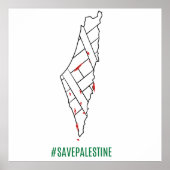 Save Palestine bleeding map - Vrijheid voor Palest Poster (Voorkant)
