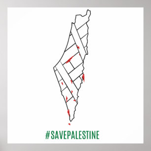 Save Palestine bleeding map - Vrijheid voor Palest Poster