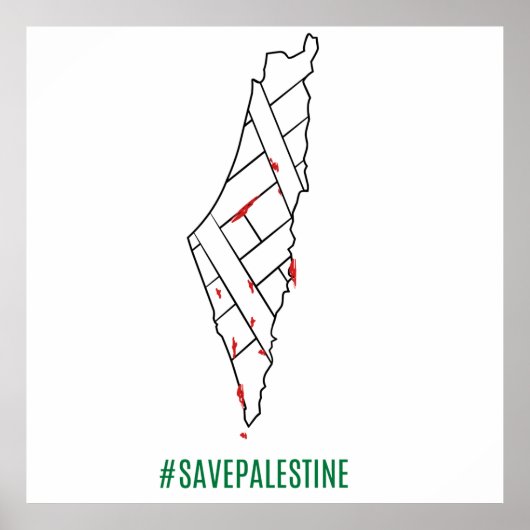 Save Palestine bleeding map - Vrijheid voor Palest Poster (Voorkant)