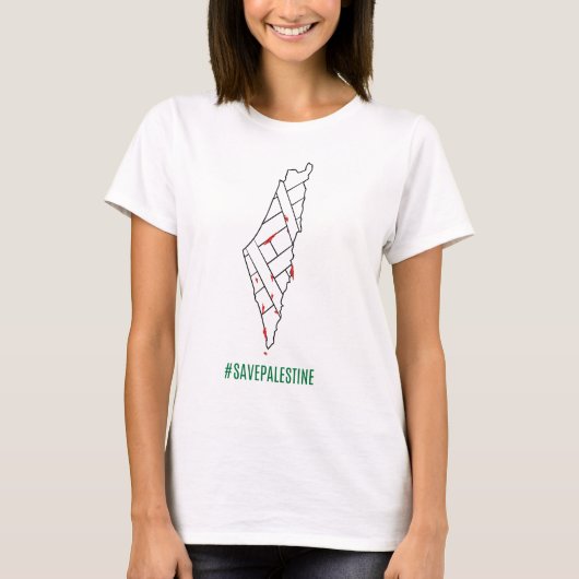 Save Palestine bleeding map - Vrijheid voor Palest T-shirt (Voorkant)